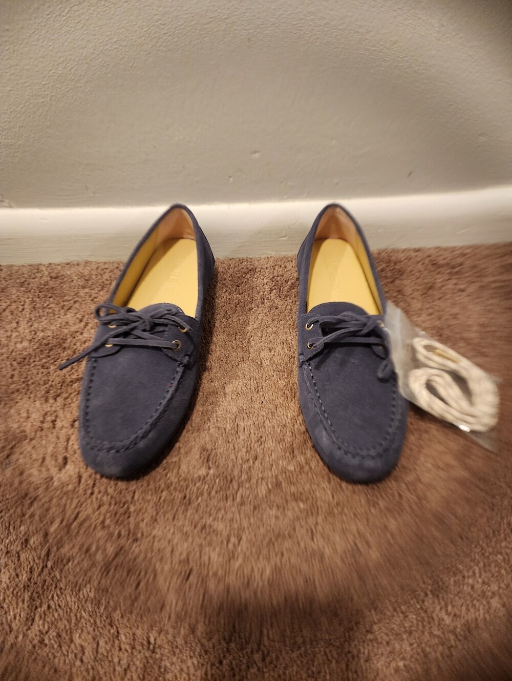 NWOT J.Crew Driving loafers in suede with two sets of laces, Sz 8.5